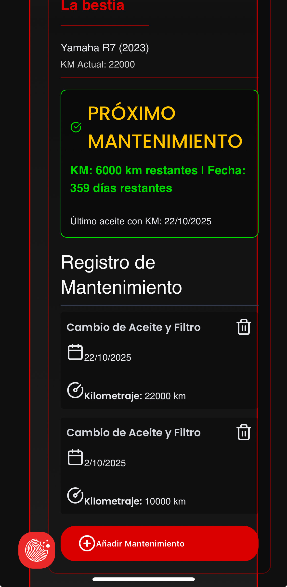 Mi Garage Kando y Checklist Pre-Ruta con gestión de mantenimiento