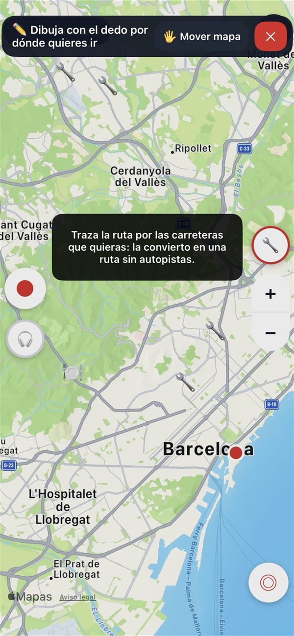 Dibujar una ruta de moto con el dedo sobre el mapa en la app Kando Riders
